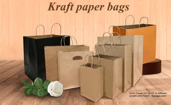 Small Plain Natural Paper Gift Bags with Handles Bulk, Kraft Bags for Birthday Party Favors Grocery Retail Shopping Business Goody Bags